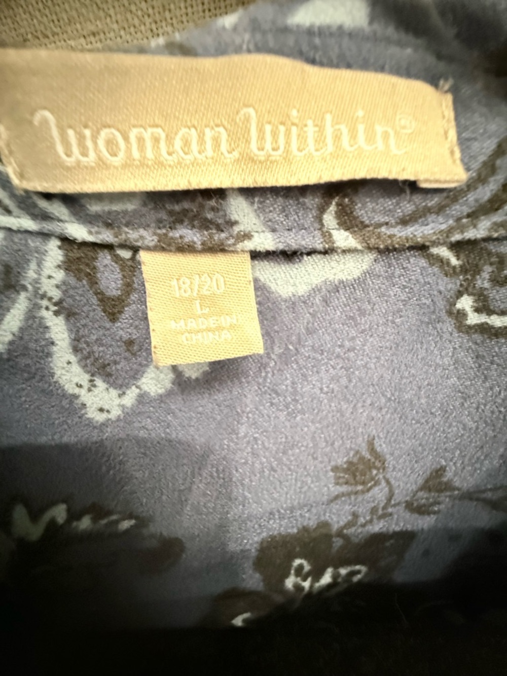 Woman Within Navy and Light Blue Floral Top - Picture 3 of 4